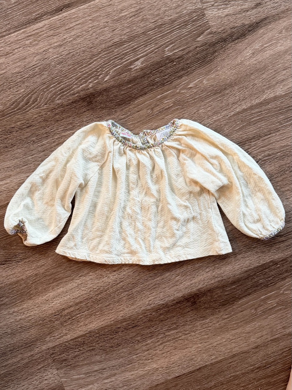 ZARA Baby 18months 86cm Cream Peasant Blouse 1.5 years Long Sleeve Top floral